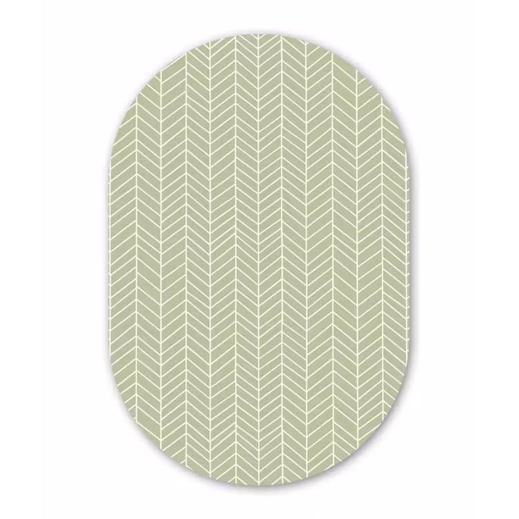 Forexbild Oval - Salbeigrün – Fischgrät – Geometrisch – Muster — 1