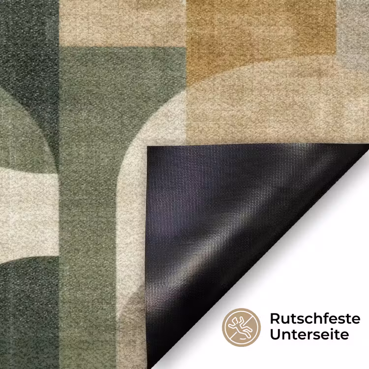 Fußmatte - Olivgrün – Geometrisch – Abstrakt – Mid-Century – Leinen – Muster — 6