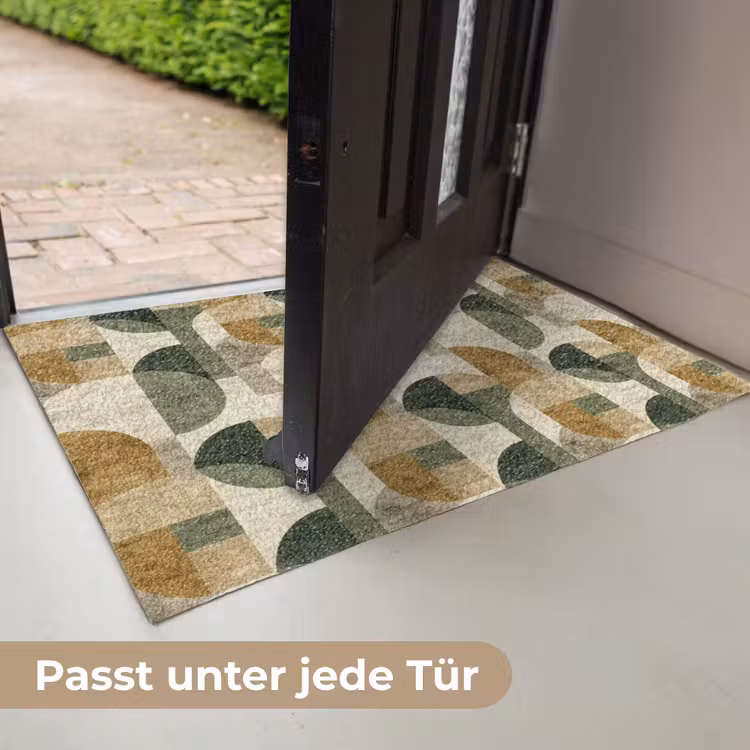 Fußmatte - Olivgrün – Geometrisch – Abstrakt – Mid-Century – Leinen – Muster — 7