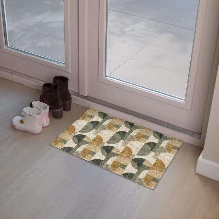Fußmatte - Olivgrün – Geometrisch – Abstrakt – Mid-Century – Leinen – Muster — 8