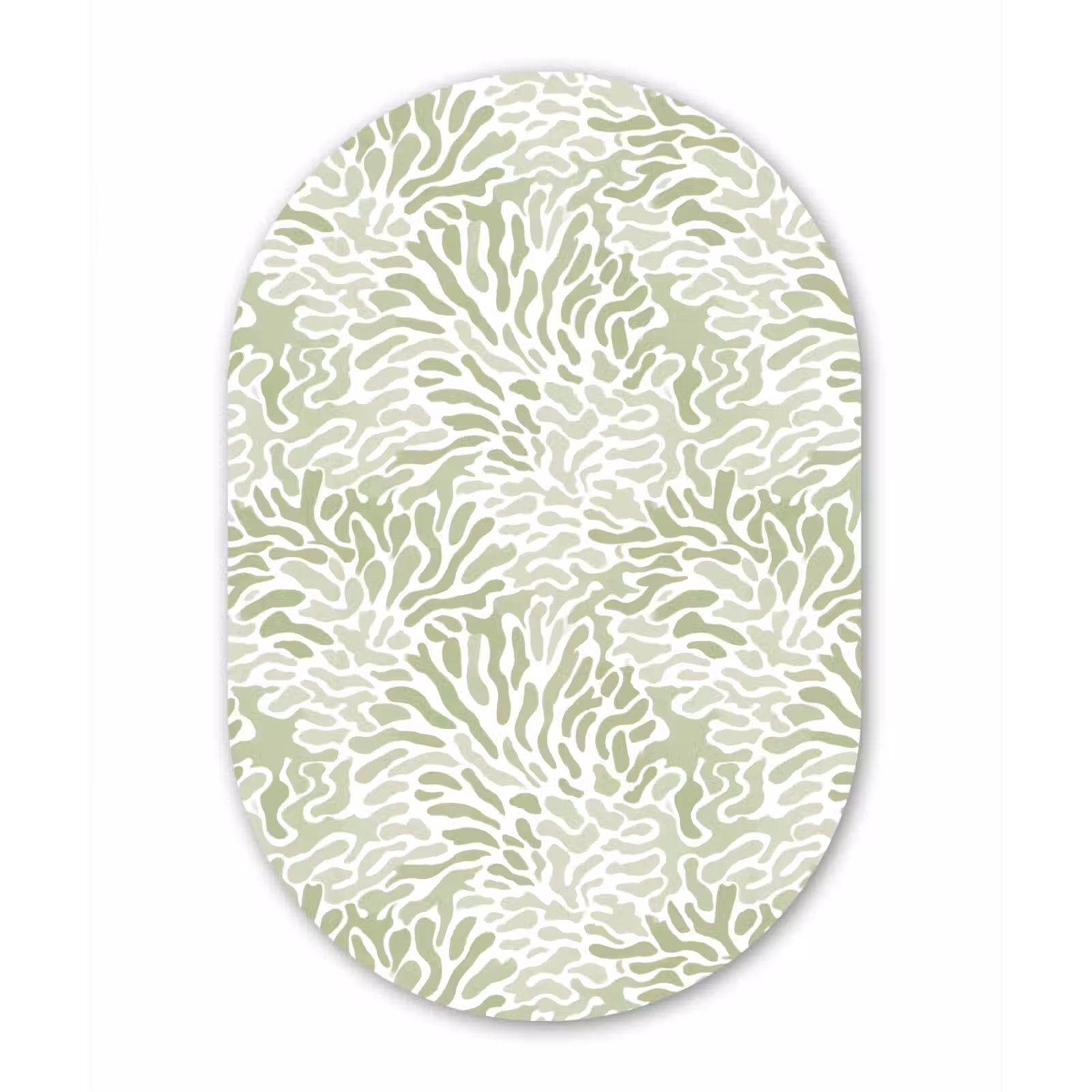 Forexbild Oval - Salbeigrün – Abstrakt – Organisch – Korallenrot – Muster — 1