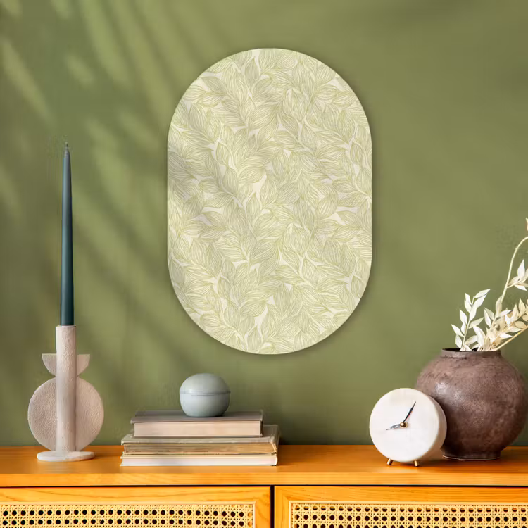 Forexbild Oval - Salbeigrün – Botanisch – Blätter – Handgezeichnet – Muster — 3