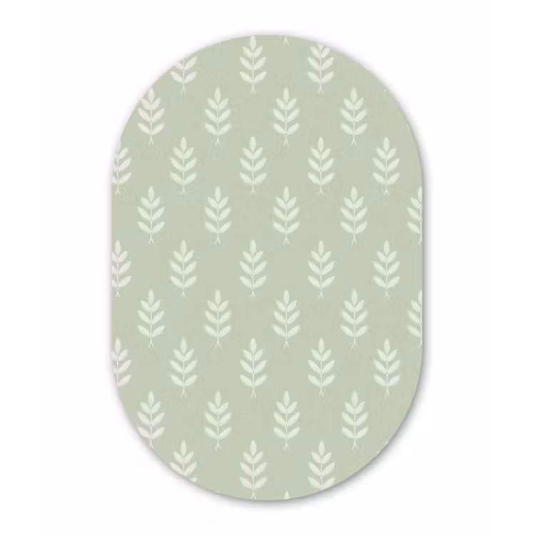 Forexbild Oval - Salbeigrün – Botanisch – Zweige – Minimalistisch – Muster — 1
