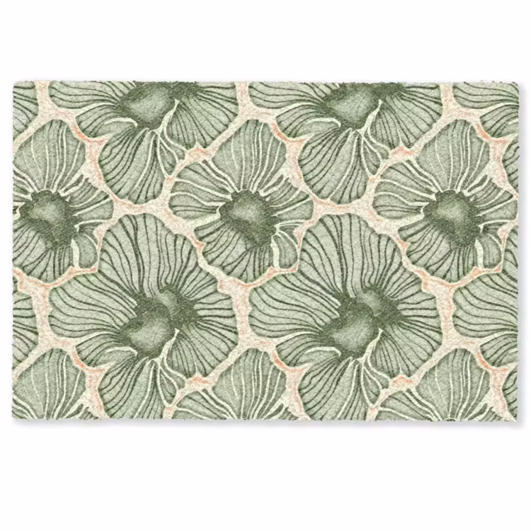 Fußmatte - Grün – Botanisch – Blumen – Organisch – Muster — 1