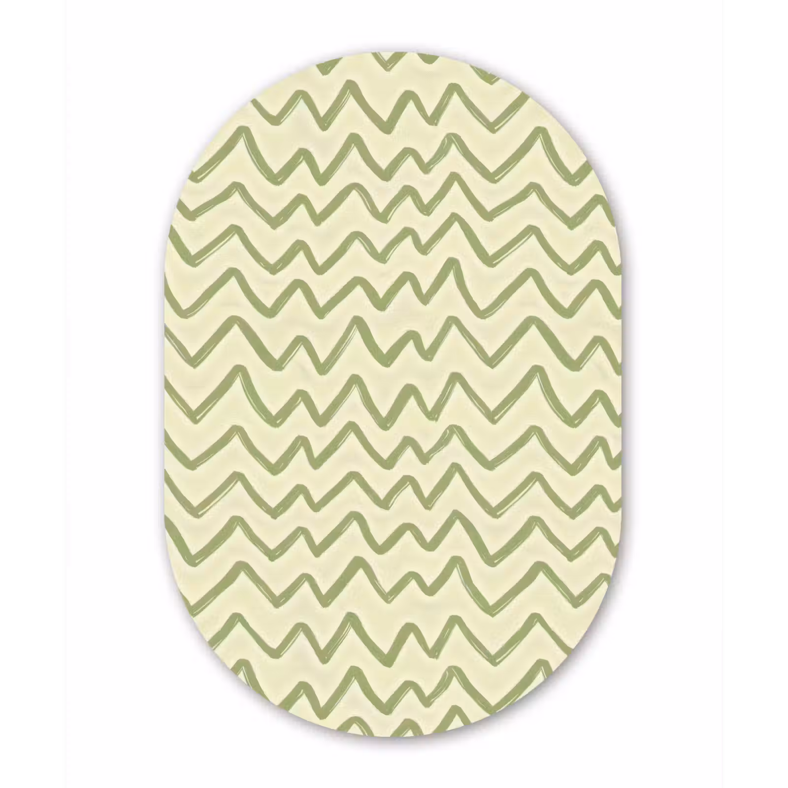 Forexbild Oval - Salbeigrün – Zickzack – Handgezeichnet – Muster — 1