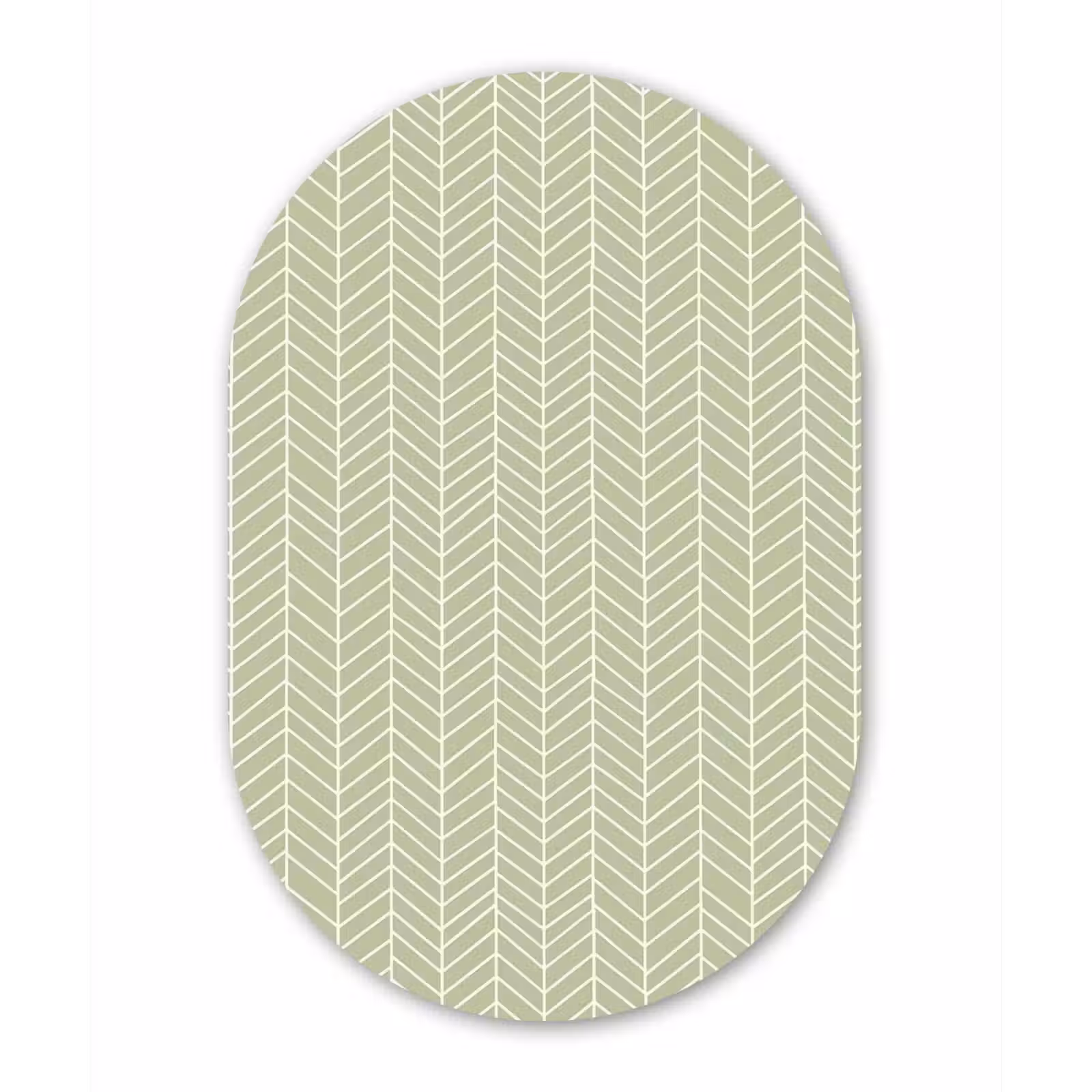 Glasbild Oval - Salbeigrün – Fischgrät – Geometrisch – Muster — 1