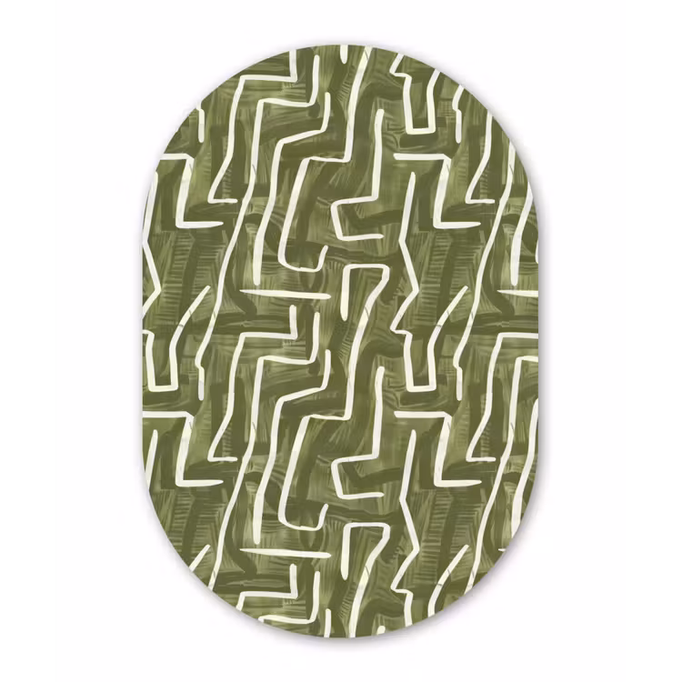 Glasbild Oval - Grün – Abstrakt – Pinselstriche – Muster — 1