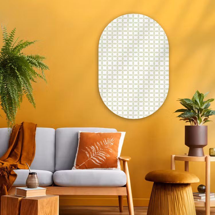 Glasbild Oval - Salbeigrün – Geometrisch – Kreise – Muster — 3