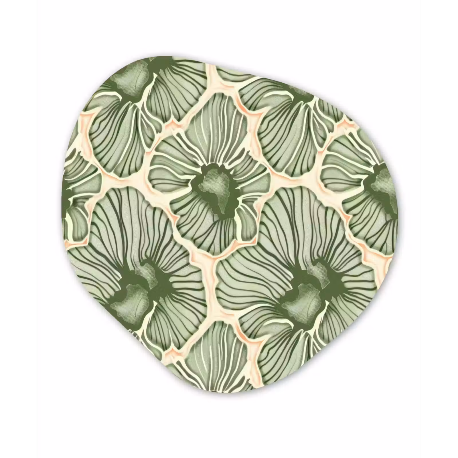 Glasbild Organische Form - Grün – Botanisch – Blumen – Organisch – Muster — 1