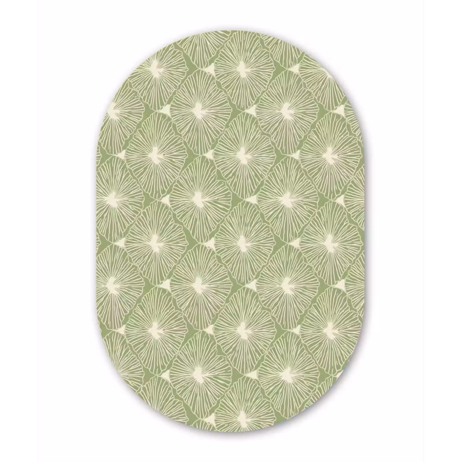 Glasbild Oval - Salbeigrün – Botanisch – Rauten – Organisch – Muster — 1
