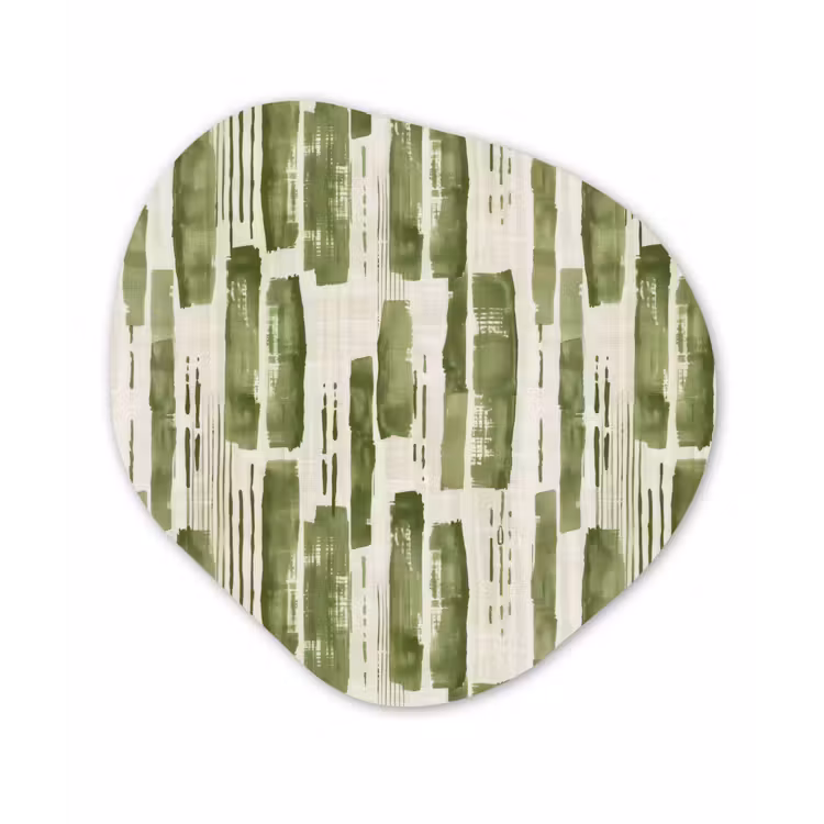 Glasbild Organische Form - Grün – Abstrakt – Pinselstriche – Leinen – Muster — 1