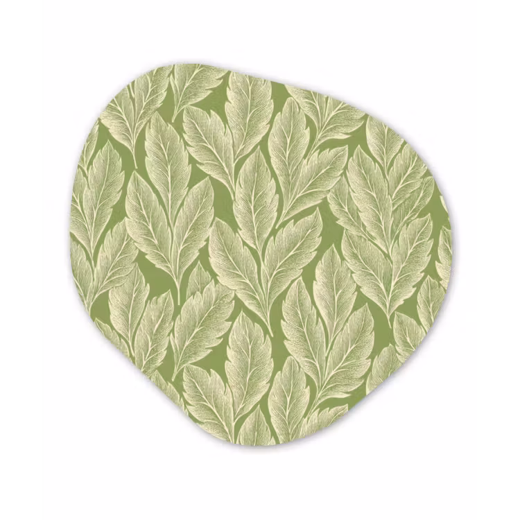 Glasbild Organische Form - Grün – Botanisch – Blätter – Vintage – Muster — 1