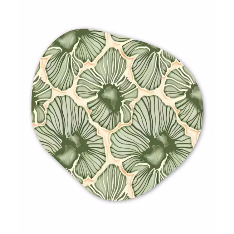 Glasbild Organische Form - Grün – Botanisch – Blumen – Organisch – Muster — 1