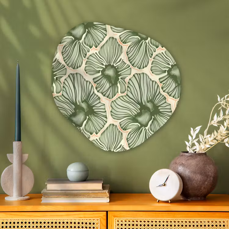 Glasbild Organische Form - Grün – Botanisch – Blumen – Organisch – Muster — 2