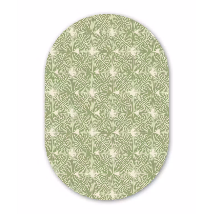 Glasbild Oval - Salbeigrün – Botanisch – Rauten – Organisch – Muster — 1