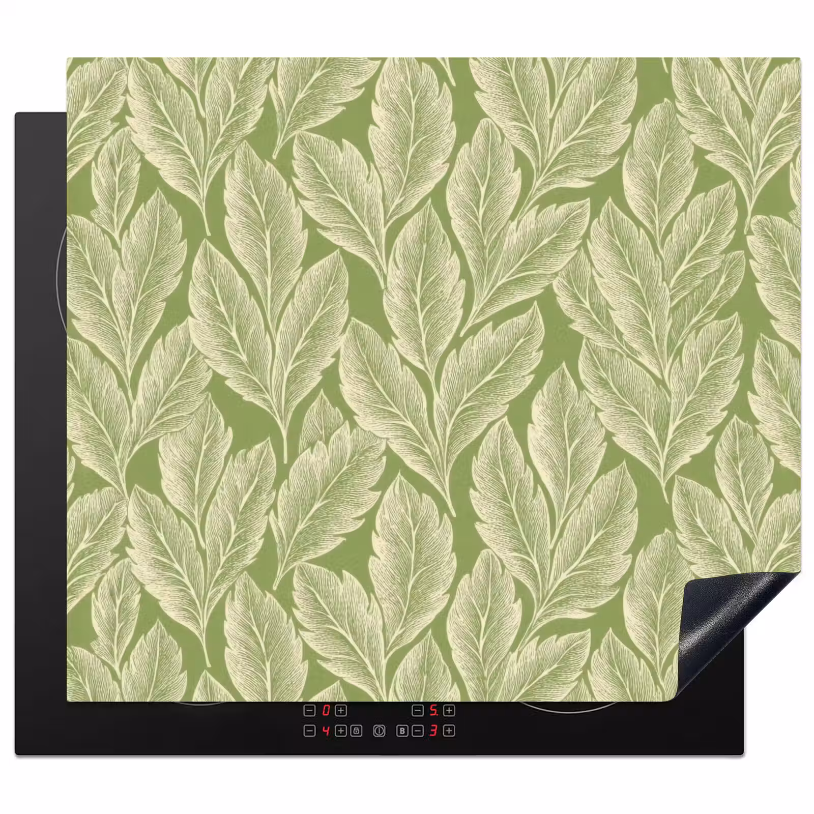 Herdabdeckplatte - Grün – Botanisch – Blätter – Vintage – Muster — 1