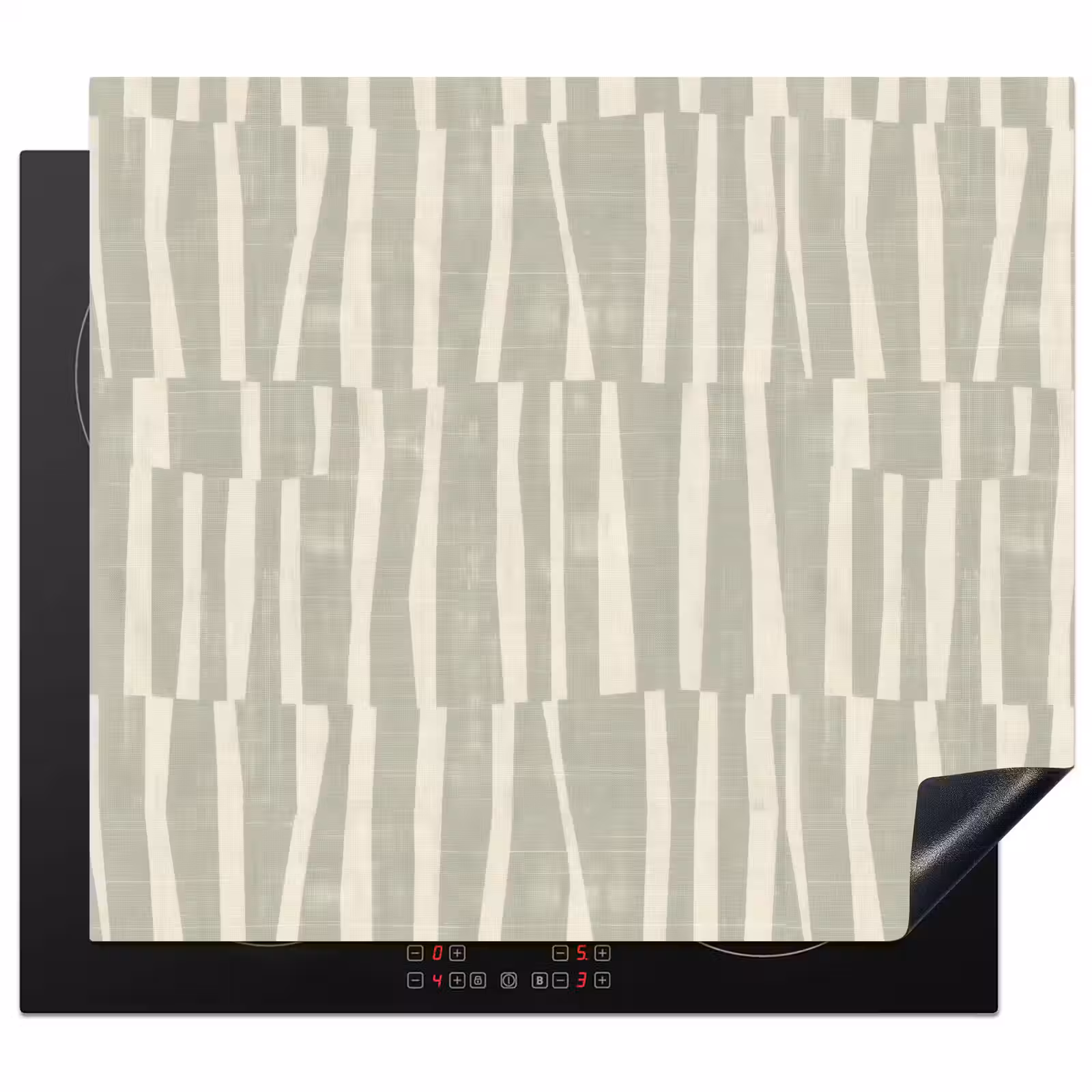 Herdabdeckplatte - Salbeigrün – Streifen – Geometrisch – Textur – Muster — 1