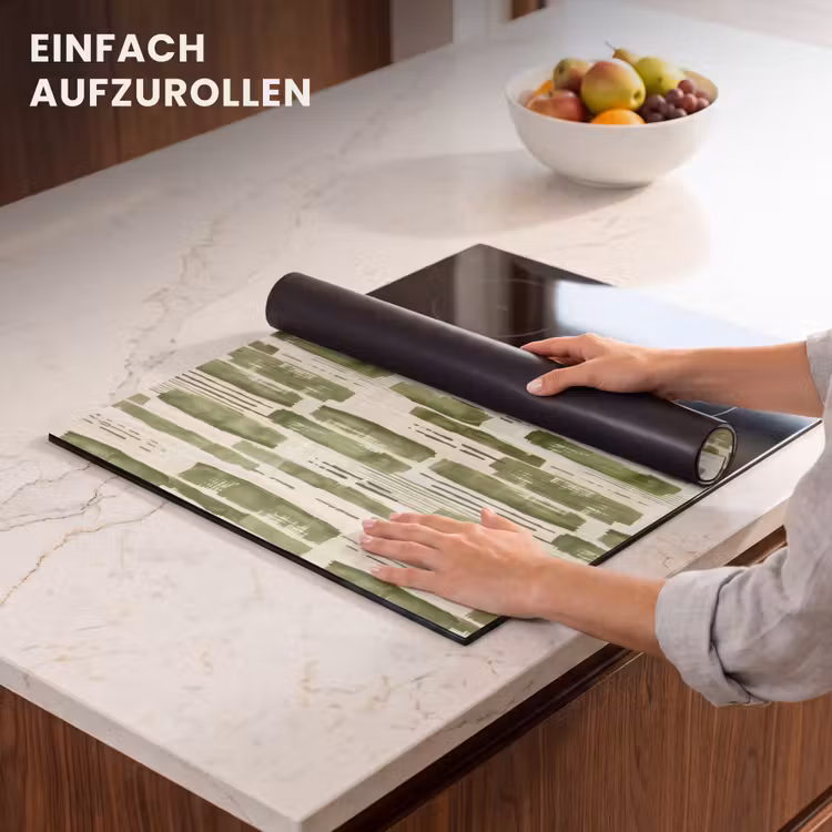 Herdabdeckplatte - Grün – Abstrakt – Pinselstriche – Leinen – Muster — 7