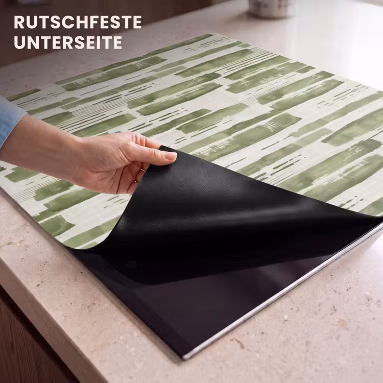 Herdabdeckplatte - Grün – Abstrakt – Pinselstriche – Leinen – Muster — 9