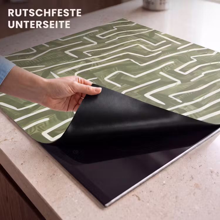 Herdabdeckplatte - Grün – Abstrakt – Pinselstriche – Muster — 9