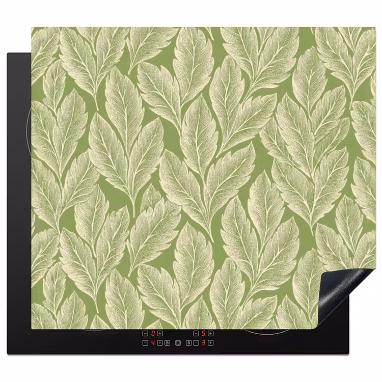 Herdabdeckplatte - Grün – Botanisch – Blätter – Vintage – Muster — 1