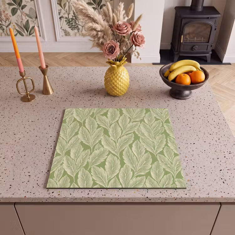 Herdabdeckplatte - Grün – Botanisch – Blätter – Vintage – Muster — 2