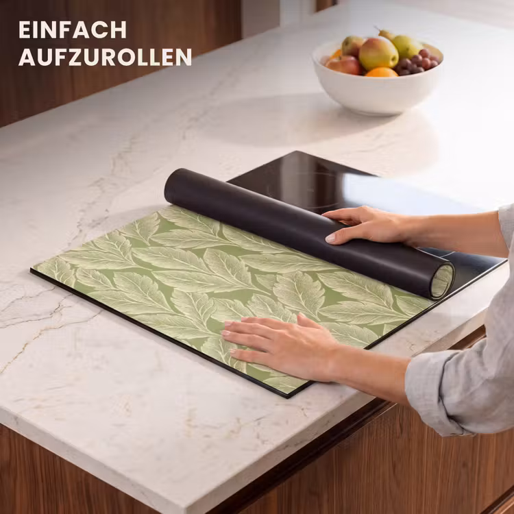 Herdabdeckplatte - Grün – Botanisch – Blätter – Vintage – Muster — 7