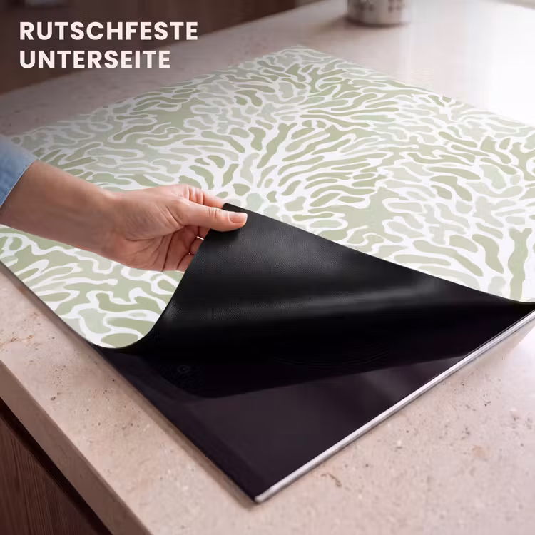 Herdabdeckplatte - Salbeigrün – Abstrakt – Organisch – Korallenrot – Muster — 9