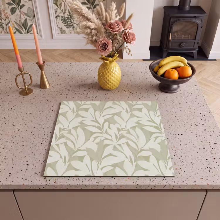 Herdabdeckplatte - Salbeigrün – Botanisch – Minimalistisch – Muster — 2