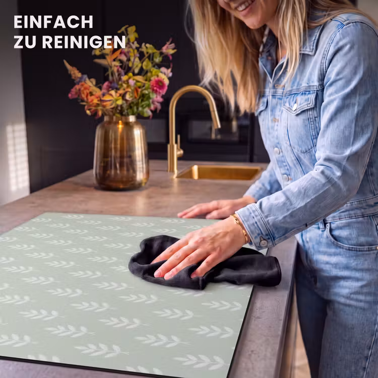 Herdabdeckplatte - Salbeigrün – Botanisch – Zweige – Minimalistisch – Muster — 6