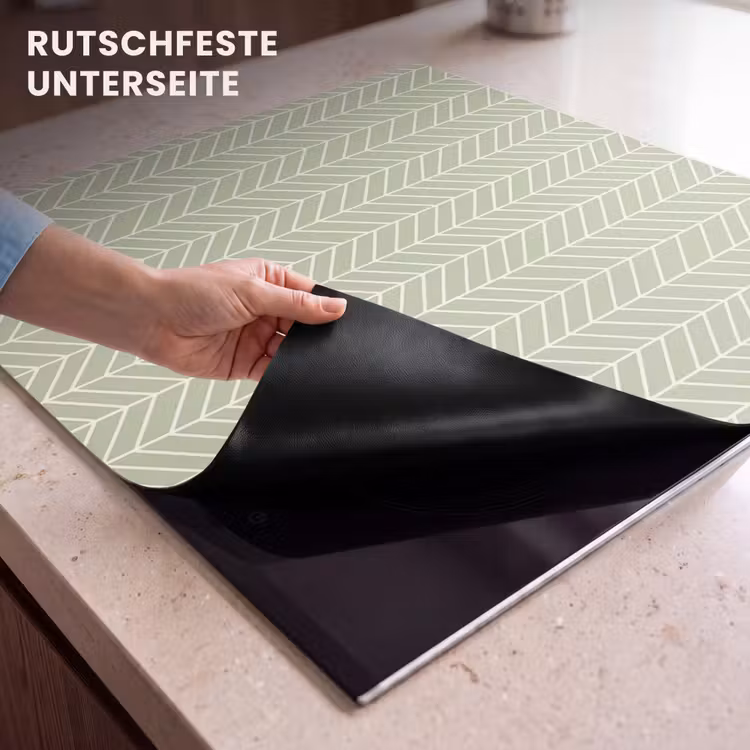 Herdabdeckplatte - Salbeigrün – Fischgrät – Geometrisch – Muster — 9