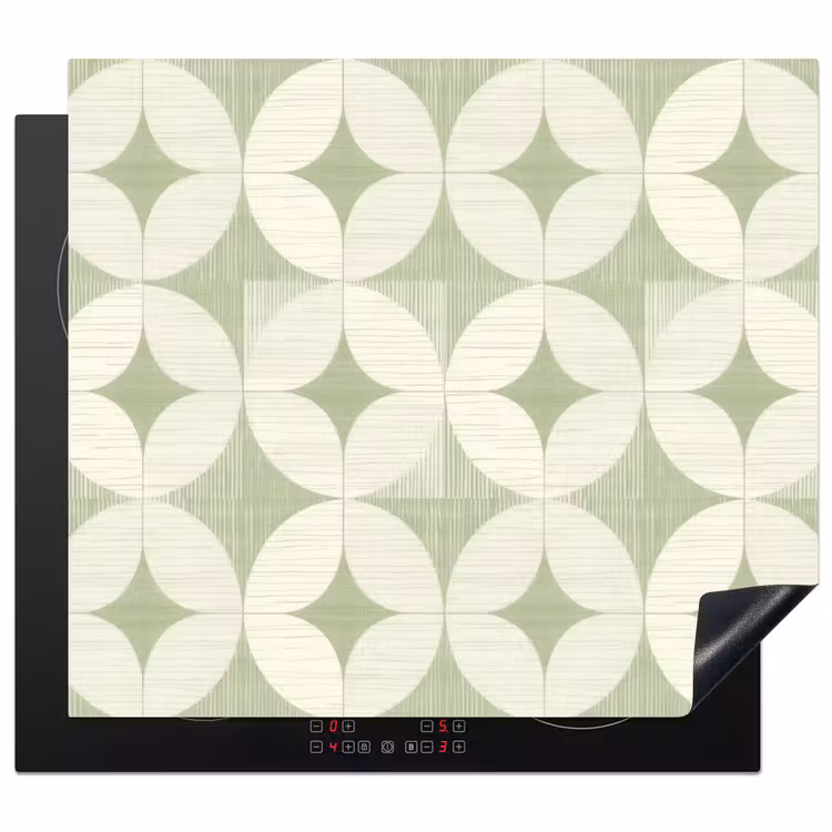 Herdabdeckplatte - Salbeigrün – Geometrisch – Retro – Mid-Century – Muster — 1