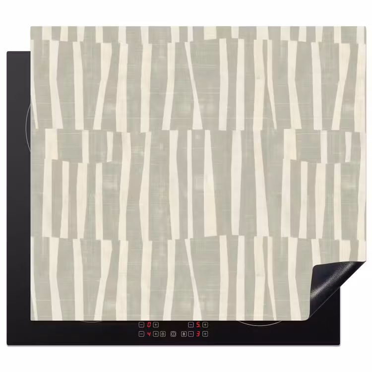 Herdabdeckplatte - Salbeigrün – Streifen – Geometrisch – Textur – Muster — 1