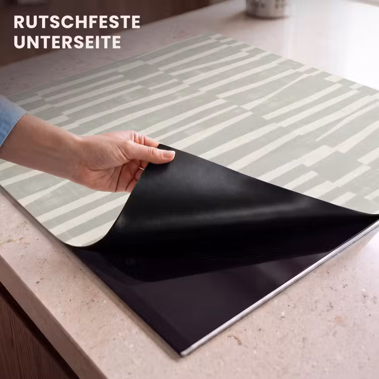 Herdabdeckplatte - Salbeigrün – Streifen – Geometrisch – Textur – Muster — 9