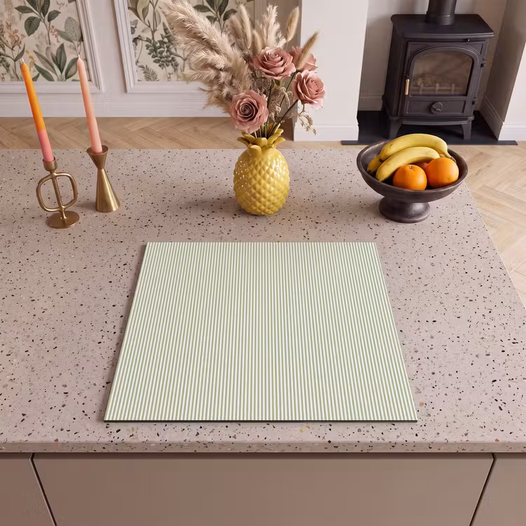 Herdabdeckplatte - Salbeigrün – Streifen – Minimalistisch – Muster — 2