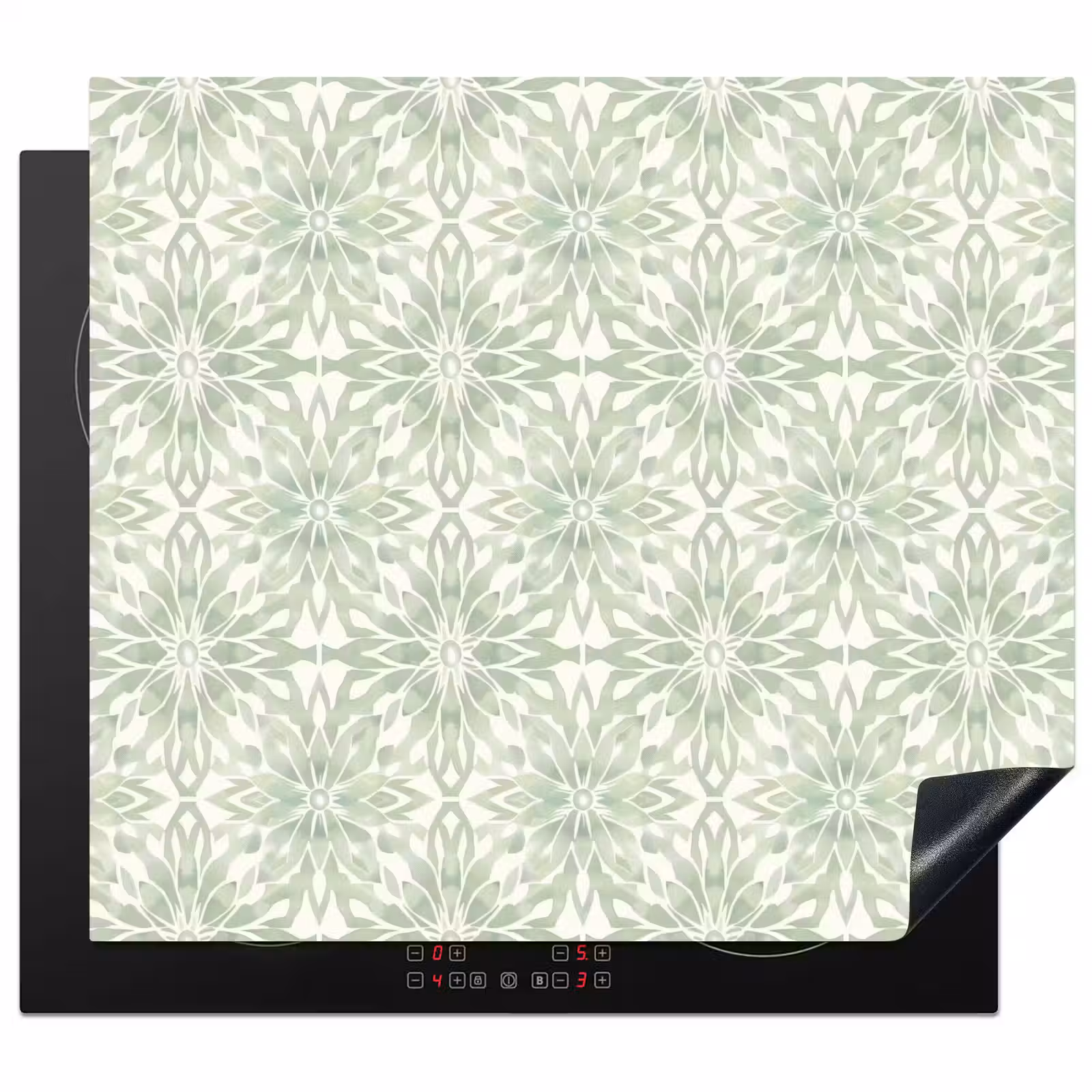 Herdabdeckplatte - Salbeigrün – Symmetrisch – Mandala – Ornament – Muster — 1