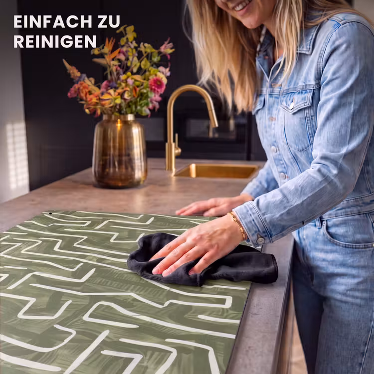 2-in-1 Herdabdeckplatte & Spritzschutz - Grün – Abstrakt – Pinselstriche – Muster — 5