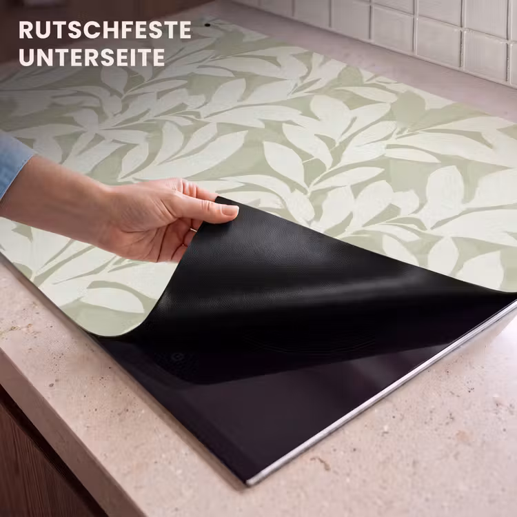 2-in-1 Herdabdeckplatte & Spritzschutz - Salbeigrün – Botanisch – Minimalistisch – Muster — 4