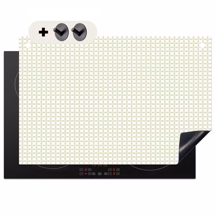 2-in-1 Herdabdeckplatte & Spritzschutz - Salbeigrün – Geometrisch – Kreise – Muster — 1