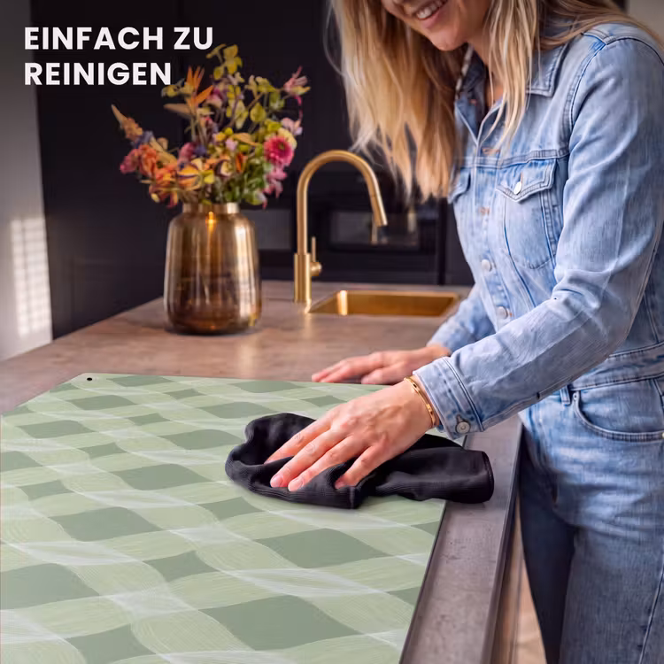 2-in-1 Herdabdeckplatte & Spritzschutz - Salbeigrün – Geometrisch – Organisch – Gitterwerk – Muster — 5