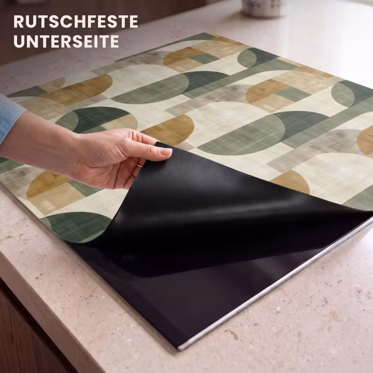 Herdabdeckplatte - Olivgrün – Geometrisch – Abstrakt – Mid-Century – Leinen – Muster — 9