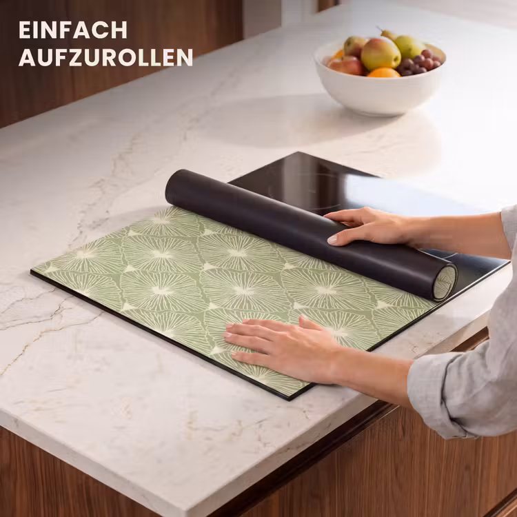 Herdabdeckplatte - Salbeigrün – Botanisch – Rauten – Organisch – Muster — 7