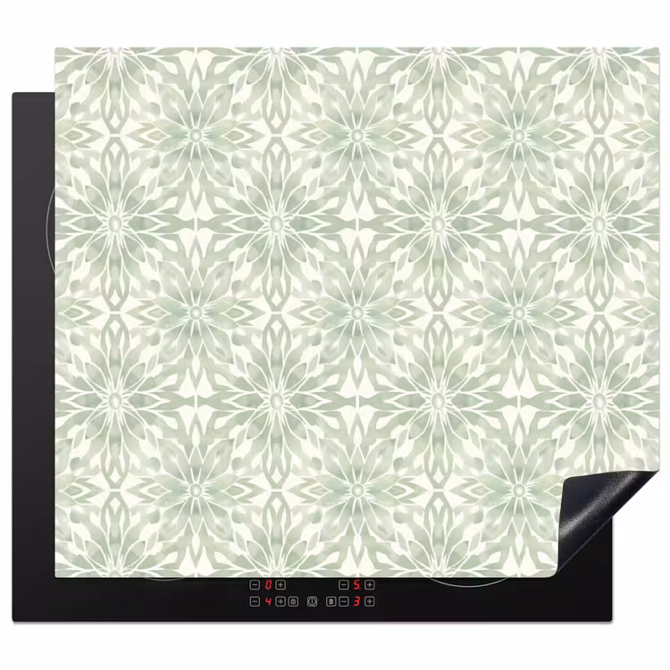 Herdabdeckplatte - Salbeigrün – Symmetrisch – Mandala – Ornament – Muster — 1