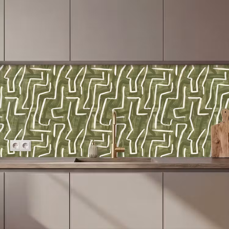 Küchenrückwand - Grün – Abstrakt – Pinselstriche – Muster — 1
