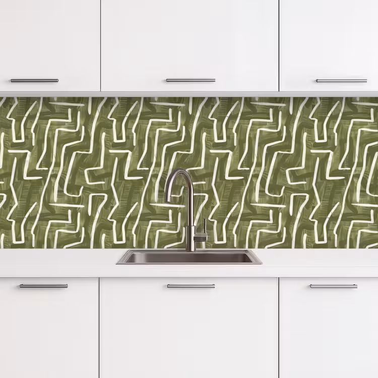Küchenrückwand - Grün – Abstrakt – Pinselstriche – Muster — 4