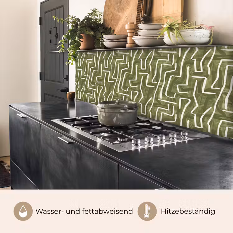 Küchenrückwand - Grün – Abstrakt – Pinselstriche – Muster — 5