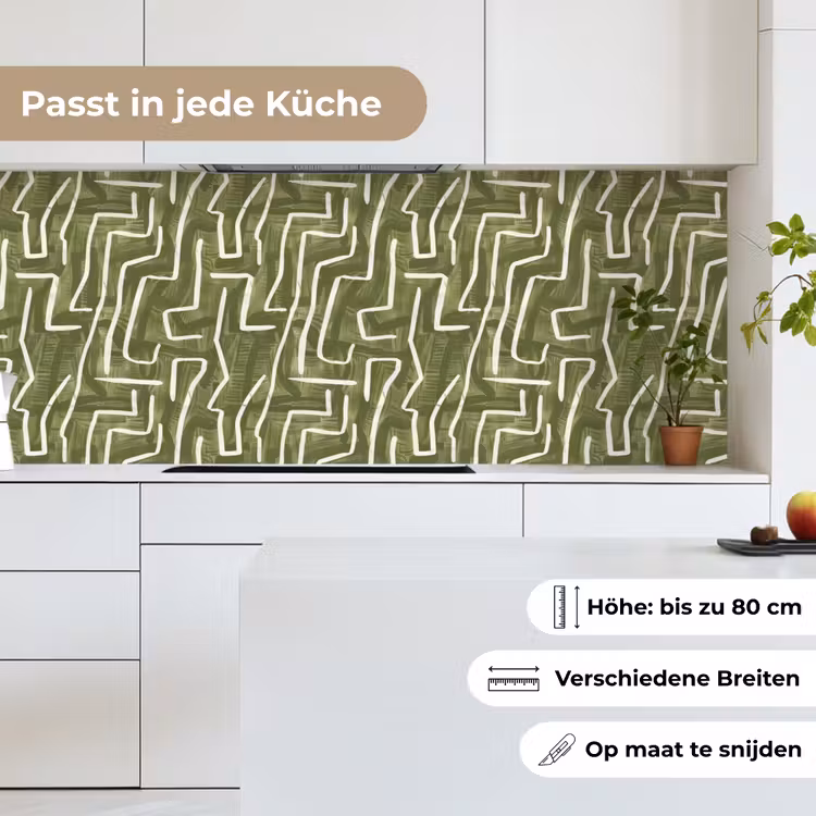 Küchenrückwand - Grün – Abstrakt – Pinselstriche – Muster — 7