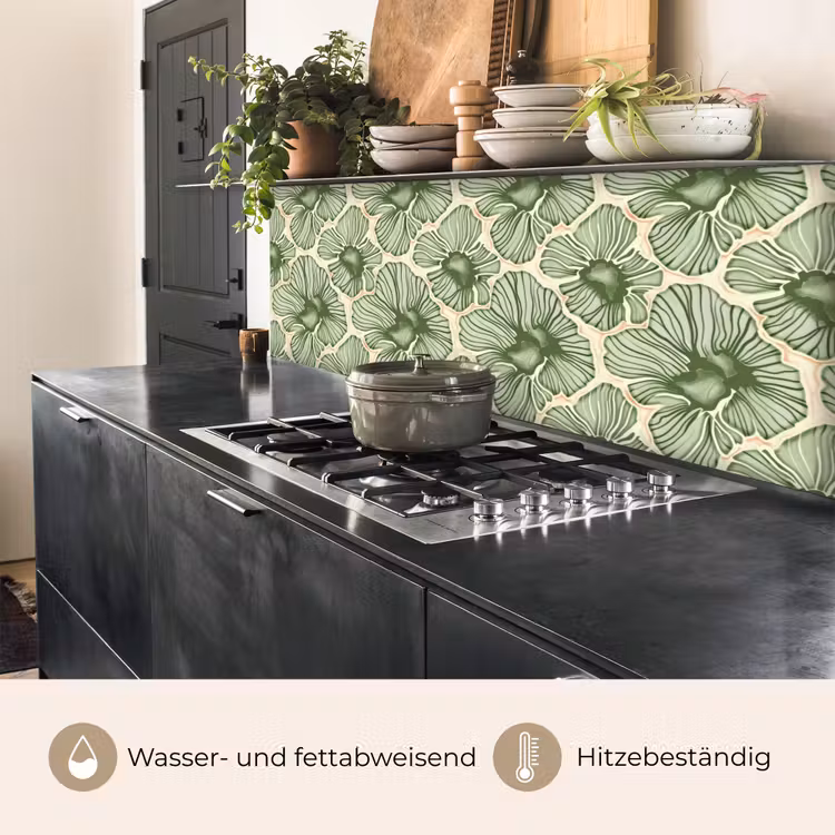 Küchenrückwand - Grün – Botanisch – Blumen – Organisch – Muster — 5