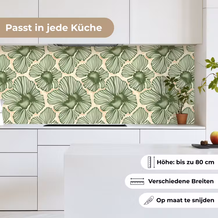 Küchenrückwand - Grün – Botanisch – Blumen – Organisch – Muster — 7