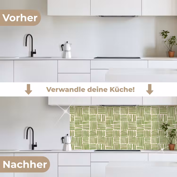 Küchenrückwand - Salbeigrün – Blöcke – Handgezeichnet – Muster — 3